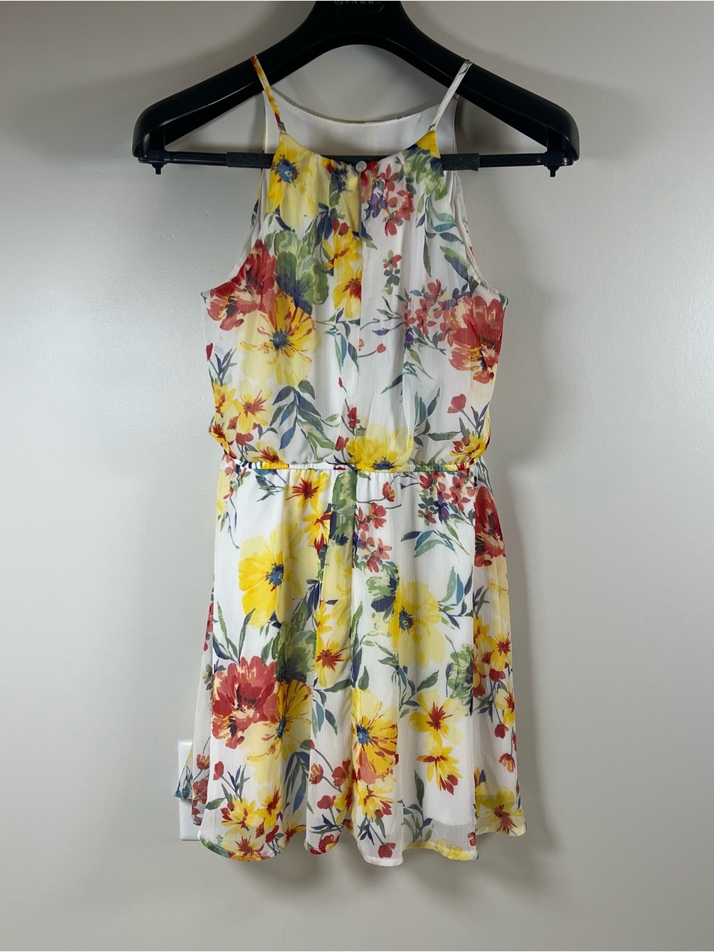 Blue Rain by Francesca's Floral Chiffon Halter Dress